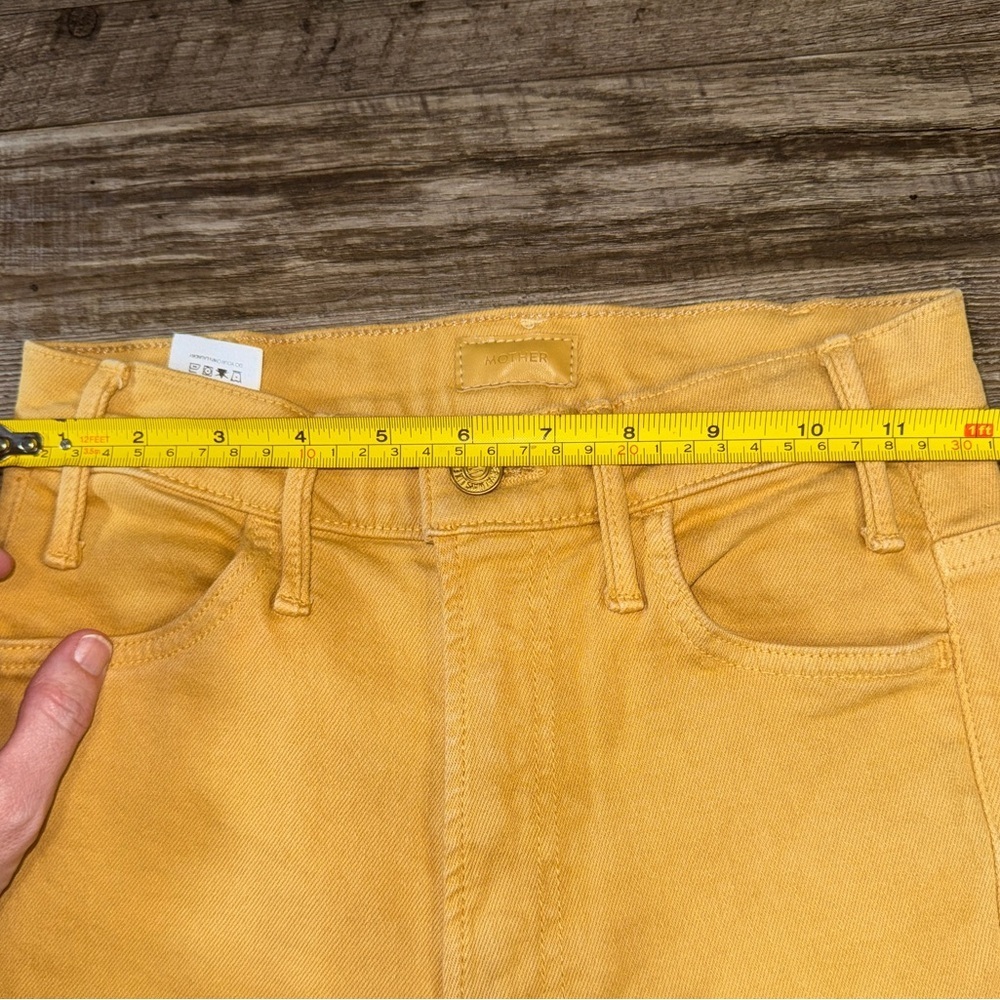 MOTHER The Hustler Ankle Fray Mustard Yellow High Rise Flare Jeans 25 - Picture 5 of 7